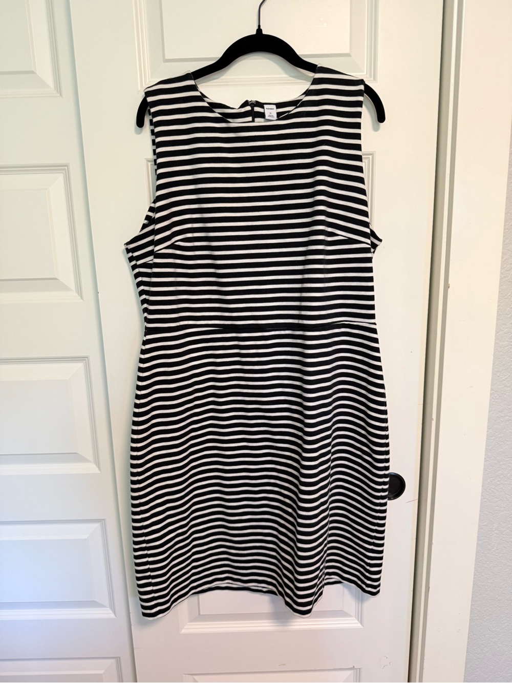 Old Navy Black and White Striped Midi Shift Dress